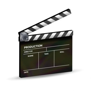 Clapper kurulu vektör. Şablon fıçı tahtası. Film ekipmanları.