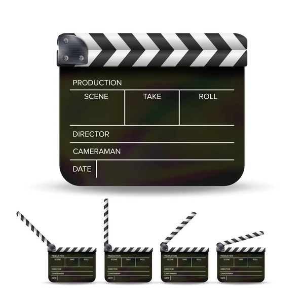 Klappbrett-Vektor. schwarzer Kinoklöppel isoliert auf weißem Hintergrund — Stockvektor