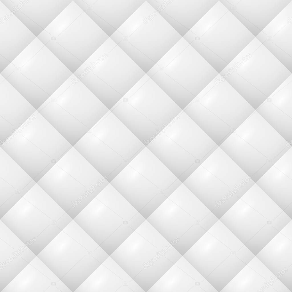 Quilted Pattern Vector. White Soft Neutral Background Seamless