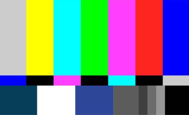 Hiçbir sinyal Tv Test tasarlamak vektör. Televizyon renkli çubuklar sinyal. Giriş ve Tv programları sonu. SMPTE renk çubukları illüstrasyon.