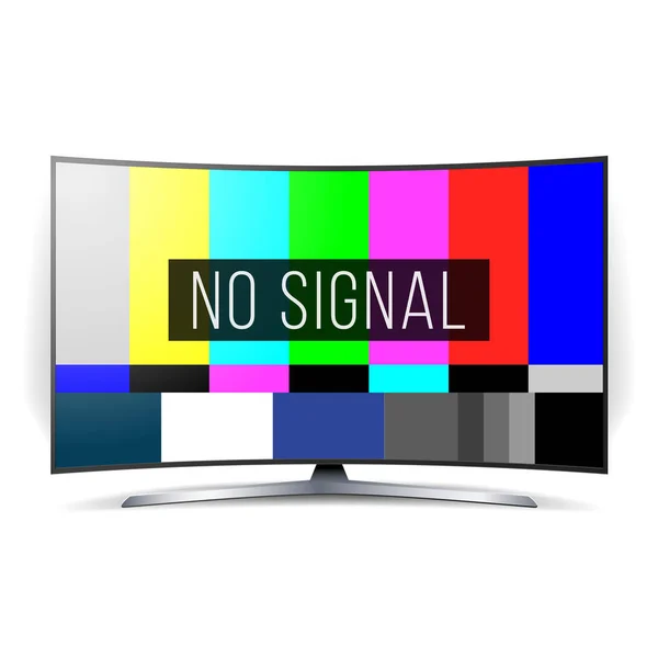 Nie sygnału Tv Test wektor. LCD Monitor. Płaskim ekran Tv. telewizja kolorowe paski sygnału. Paski kolorów SMPTE — Wektor stockowy