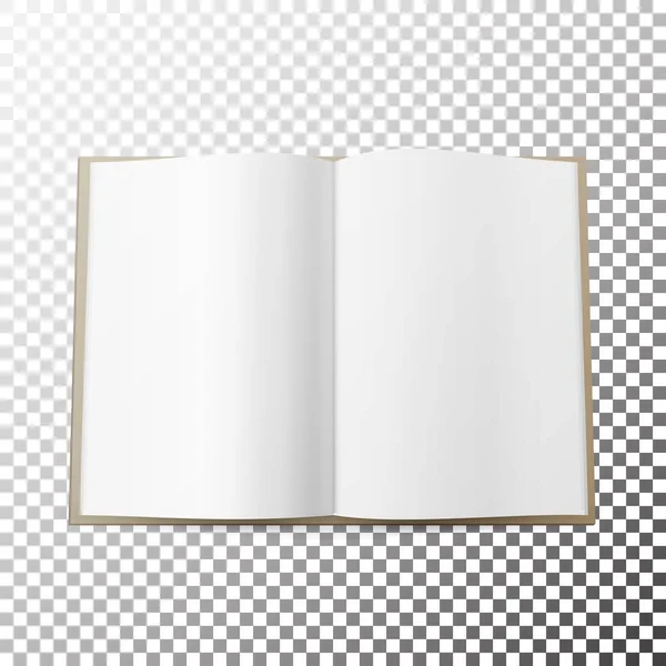 オープン雑誌拡散空のベクトル。単純なモックアップ テンプレートの横になっています。正面から見た図。ソフト シャドウと. — ストックベクタ