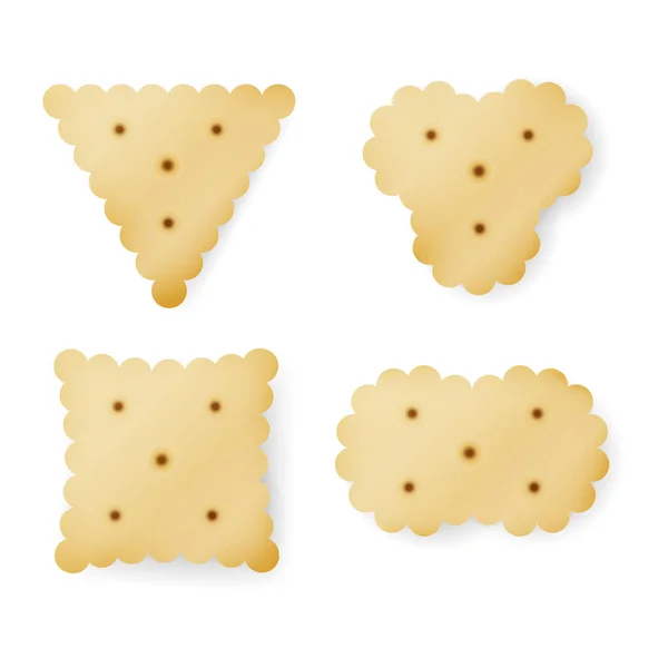 Cracker In Different Shapes. Yellow Cookie Vector. — Stock Vector