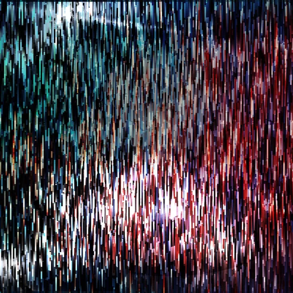 Glitched vonalak és színes téglalap alakú alakzatok. Csomó összeomló nagy adat. Jel hiba a sötét digitális térben. Absztrakt Background Illustration. Plakát, meghívó vagy Web design elem. — Stock Vector