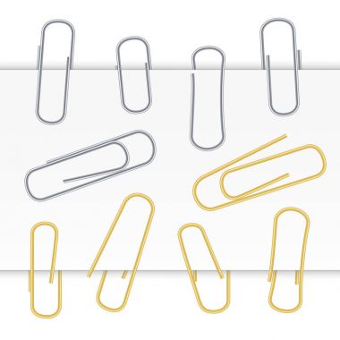 Small Binder Clips Vector Isolated On White. Realistic Paper Clip Set clipart