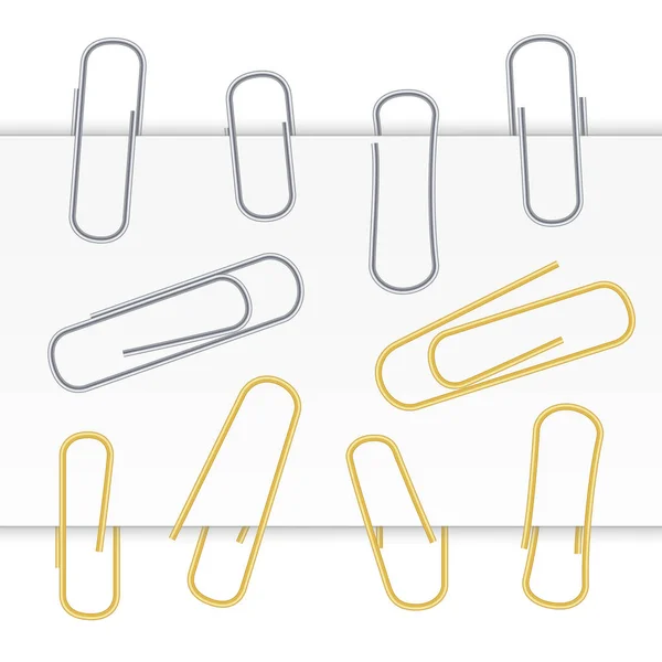 Kleine Binder Clips Vector geïsoleerd op wit. Realistische paperclip Set — Stockvector