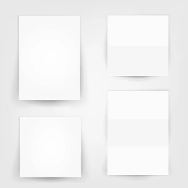 Blank vit 3d papper Canvas vektor. Affischer Mock ups. Presentation fotografi portfölj. Illustration av kreativitet portfölj utställning. — Stock vektor