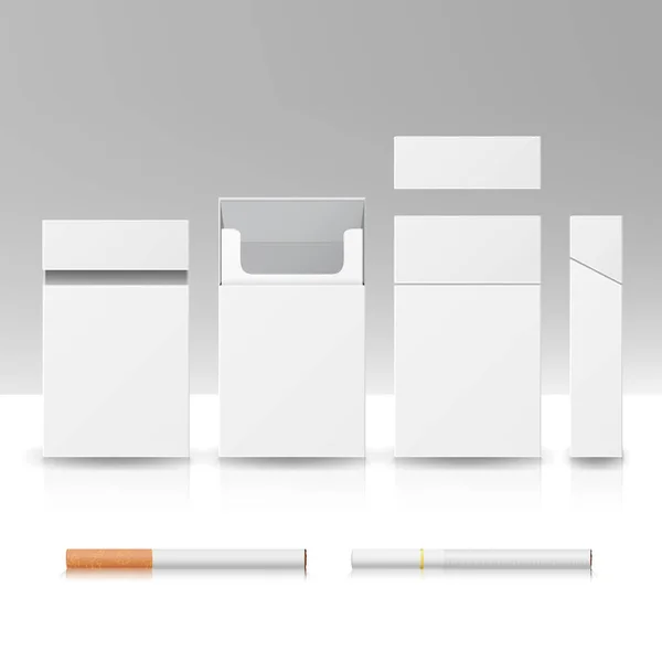 Caja del paquete del paquete en blanco de los cigarrillos Ilustración realista del vector 3D — Archivo Imágenes Vectoriales