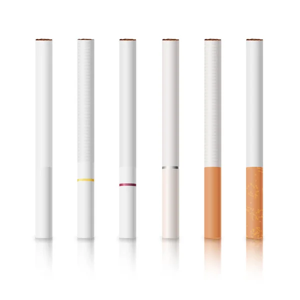 Juego de cigarrillos con filtros blancos y amarillos Ilustración vectorial aislada — Archivo Imágenes Vectoriales