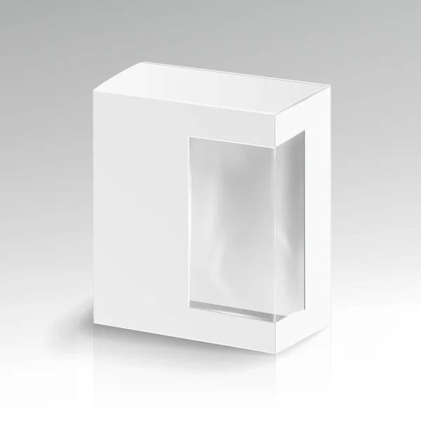 白色空白的纸板矩形向量。现实模拟了白色的包装盒. — 图库矢量图片