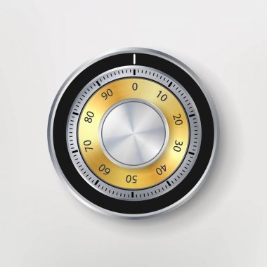 Şifreli kilit, gerçekçi Metal vektör çizim. Güvenli kilit