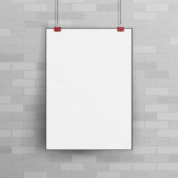 Weiße leere Papier Wandposter-Attrappe Vorlage Vektor. — Stockvektor