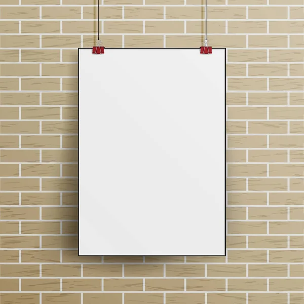 Плакат White Blank Paper Wall . — стоковый вектор