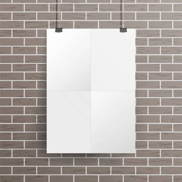 White Blank Paper Wall Poster Falsificare Template Vector. Illustrazione realistica. Design telaio modello — Vettoriale Stock