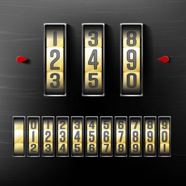 Şifreli kilit, gerçekçi Metal vektör çizim. Emanet gösterim amacıyla. Güvenlik kavramı. Metal çelik kilit güvenlik ve gizlilik için numara kodu ile. Koruma kavramı