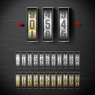 Şifreli kilit, gerçekçi Metal vektör çizim. Emanet gösterim amacıyla. Güvenlik kavramı. Metal çelik kilit güvenlik ve gizlilik için numara kodu ile. Koruma kavramı