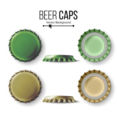 Bira Cap vektör. Renkli Şişe kapakları. Temaplate kadar alay