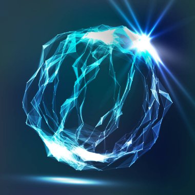 Parlayan parçacıklar sıçrama. Fütüristik Cyber zemin. Uçan enkaz. 3D vektör çizim.