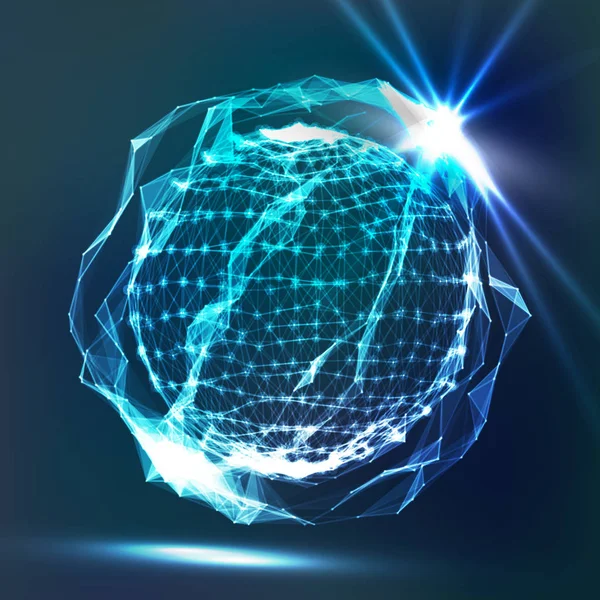 Splash Of Glowing Particles. Futurista Cyber Backdrop. Escombros voadores. Ilustração vetorial 3D . —  Vetores de Stock