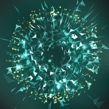 Zarif arka plan iş sunumu için. Splash parçacıkları içeren bir dizi. Moleküler bağ ışıklar üçgen pleksus öğeleri bilim teknoloji kavramı kırık.