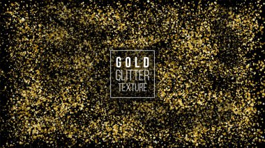 Altın toz patlama. Glitter konfeti. Büyük düğün davetiyeleri, parti posterler, Noel ve yeni yıl kartları için. Altın Glitter bulut veya parlayan parçacıklar. Vektör çizim