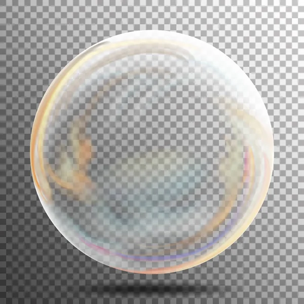 Bolha de sabão. Bolha transparente multicolorida com clarões, destaques e gradiente. Forma de esfera colorida. Ilustração vetorial em fundo cinza . — Vetor de Stock