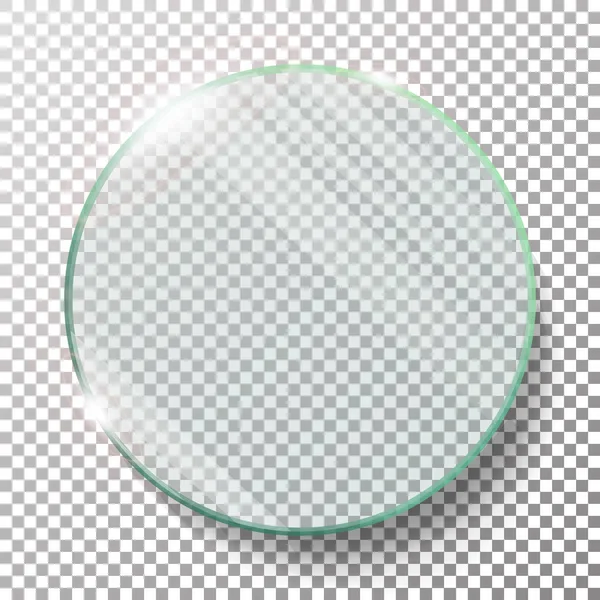 Illustration réaliste vectorielle de cercle rond transparent. Cercle de verre plat. Plaque de verre. Transparence. Lentille Flares . — Image vectorielle