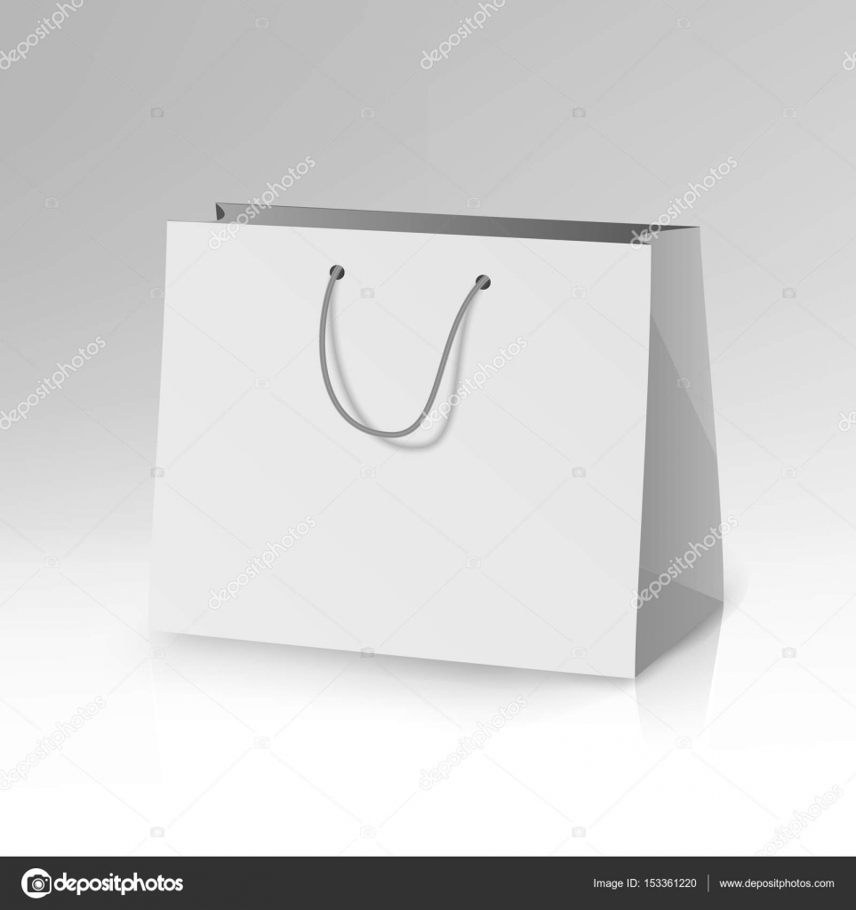 Download Blank Paper Bag Template Vector 3d Realistic Shopping Or Gift Bag Mock Up With Handles Isolated Vector Image By C Pikepicture Vector Stock 153361220