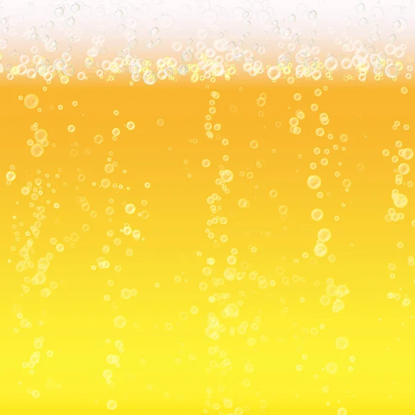 Fondo de espuma de cerveza. Luz brillante, burbuja y líquido. Ilustración vectorial — Vector de stock