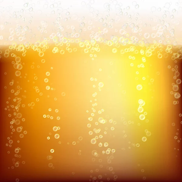 Sör háttér textúra hab és Vubbles. Makró Frefreshing sör. Vektoros illusztráció — Stock Vector