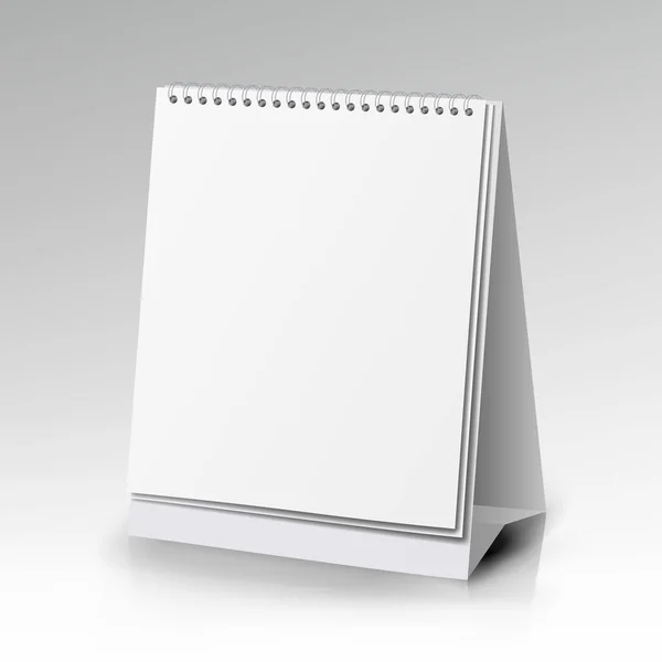 Κάθετη ρεαλιστική στέκεται κενό σπιράλ επιτραπέζιο ημερολόγιο του διαφορετικού μεγέθους σε άσπρο φόντο απομονωμένη εικονογράφηση διάνυσμα — Διανυσματικό Αρχείο