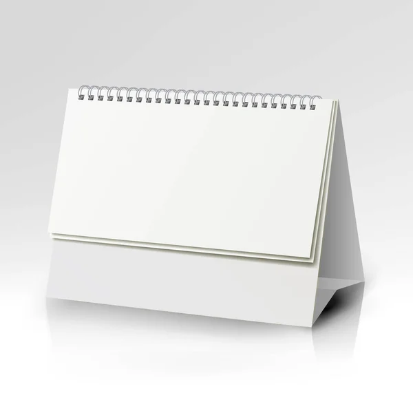 Calendario espiral Plantilla vectorial. Calendario de mesa vertical con páginas en blanco y espiral negra — Archivo Imágenes Vectoriales