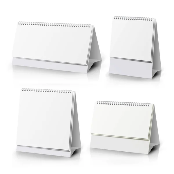 Sarmal takvim Set vektör şablonu. Boş sayfaları ve siyah Spiral bulunan dikey masa takvimi