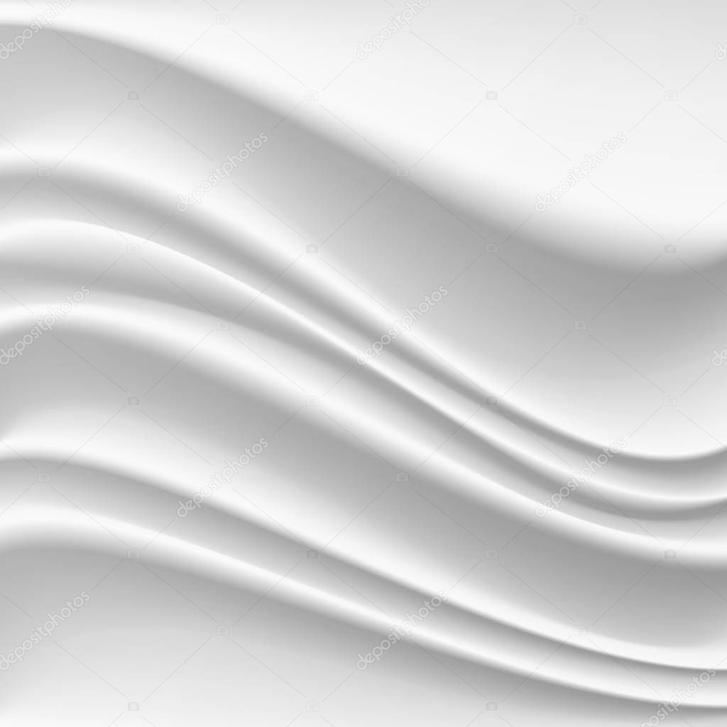 Wavy Silk Abstract Background Vector. Realistic Fabric Silk Texture With Pleats.