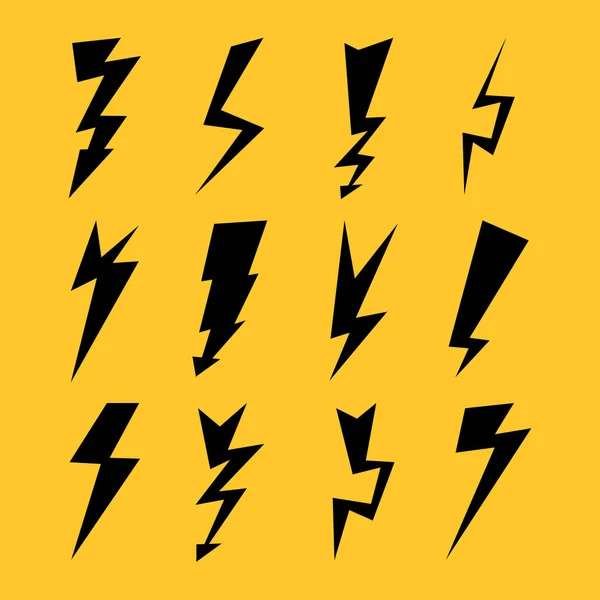 Éclairages de couleur noire réglés isolés sur fond jaune. Illustration vectorielle — Image vectorielle