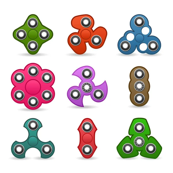 Juguete Hand Spinner. Juguete Fidget para un mayor enfoque, alivio del estrés. Juguetes populares para aliviar el estrés. Aislado en blanco. Ilustración vectorial . — Archivo Imágenes Vectoriales