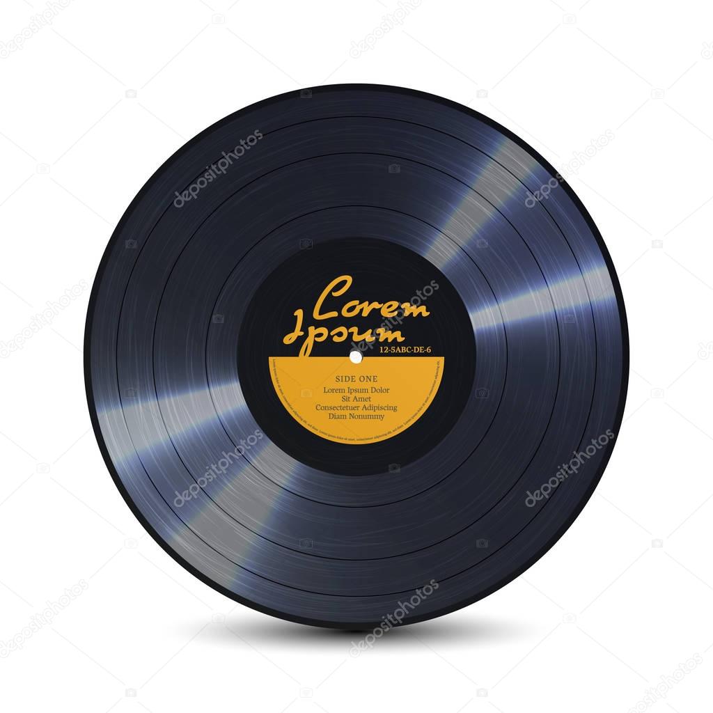 Vinyl Disc With Shiny Grooves. Old Retro Records. Isolated Vector Illustration.