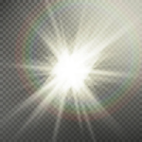 Zonlicht speciale Lens Flare lichteffect. Lichte Flare speciaal Effect. Geïsoleerd op transparante achtergrond. Vectorillustratie — Stockvector