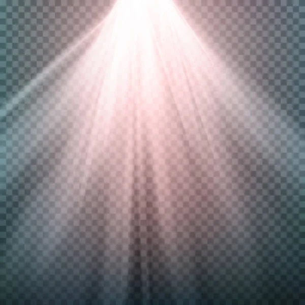 Efeito de luz brilhante. Vetor de Raios de Feixe. Luz solar Lente especial Flare Light Effect. Isolado em fundo transparente. Ilustração vetorial —  Vetores de Stock