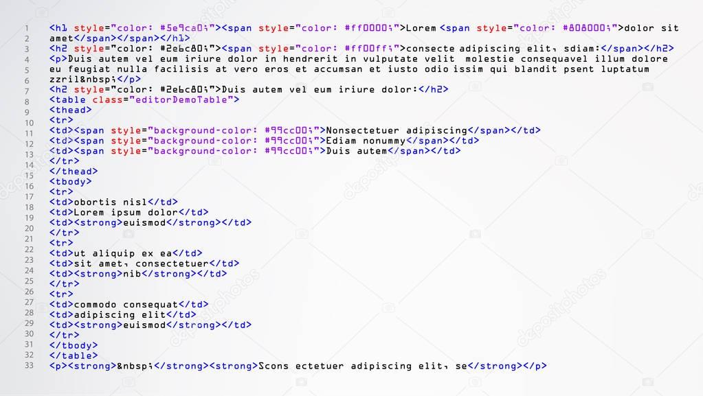 Download HTML Abstract Code Vector. Colorful Tags In Browser View ...