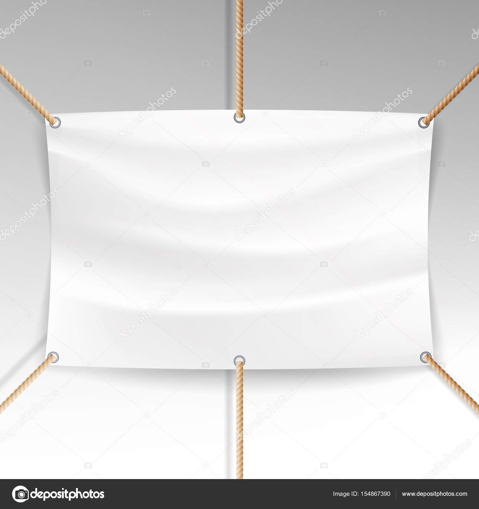 Download White Banner With Ropes Vector Realistic Clear Textile Hanging Banner Template Stock Vector C Pikepicture 154867390 PSD Mockup Templates