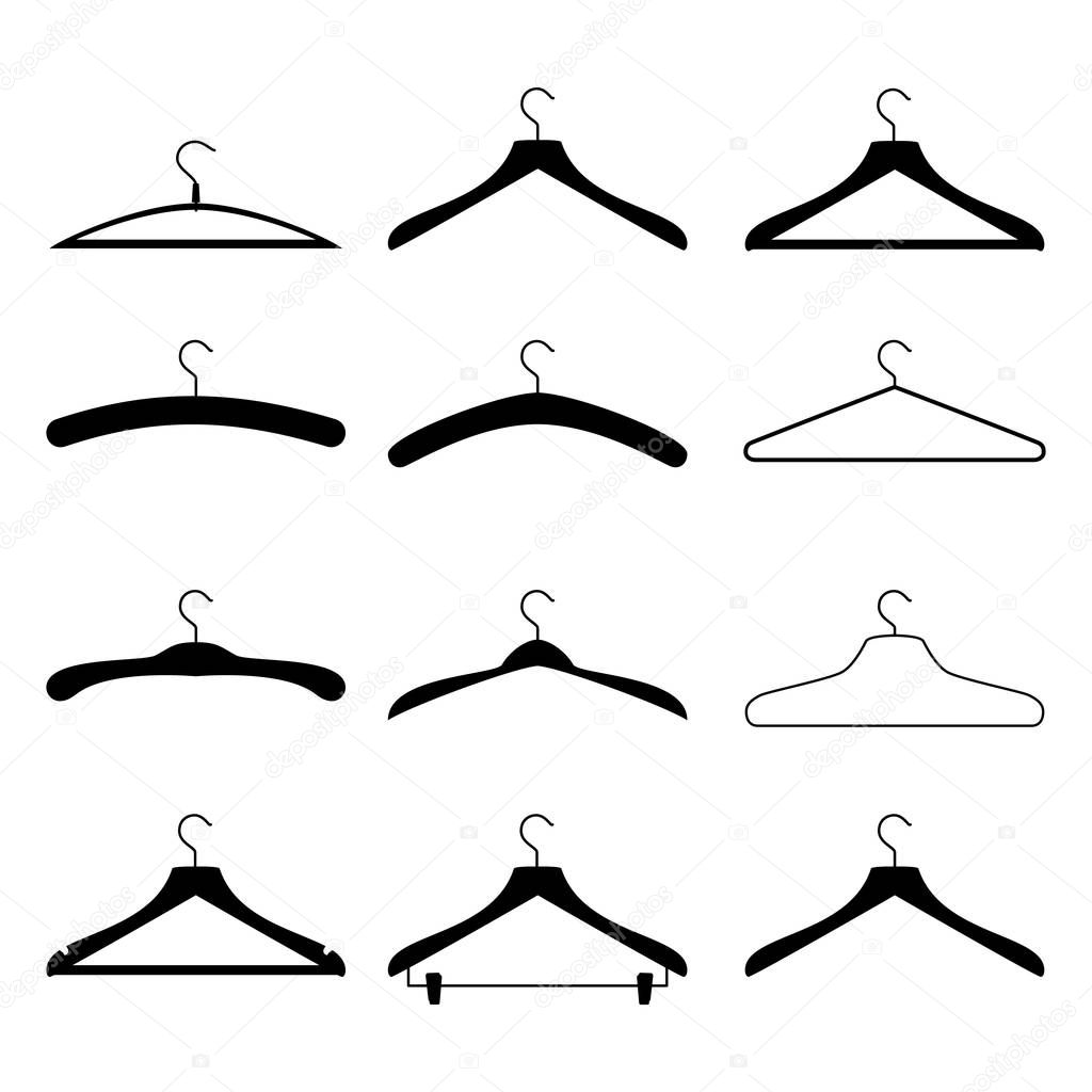 Clothes Hangers Icons Set Vector. Isolated
