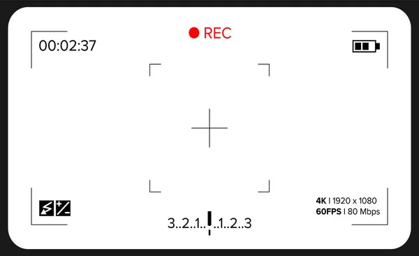 Visor de câmara Vector. Configurações de exposição e câmera de vídeo. Modelo —  Vetores de Stock