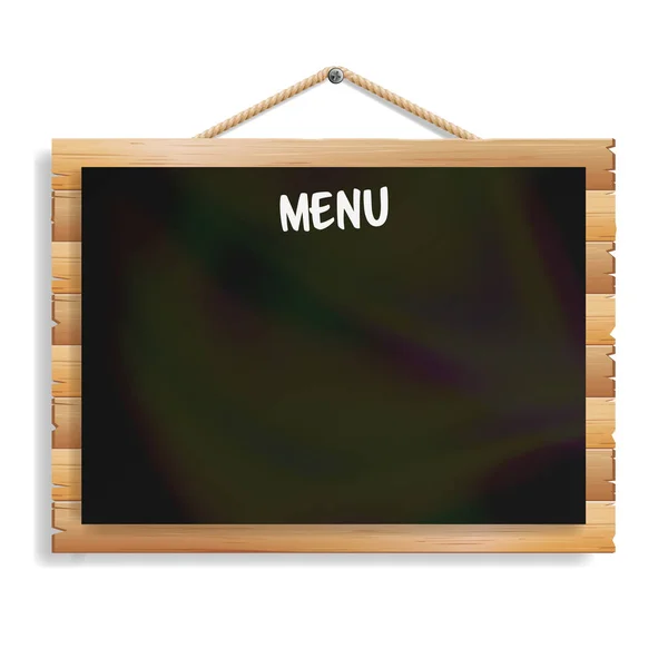 Menu Board. Cafe Or Restaurant Menu Bulletin Black Board. Isolated On White Background. Realistic Black Signboard Chalkboard With Wooden Frame Hanging. Vector Illustration — Stock Vector