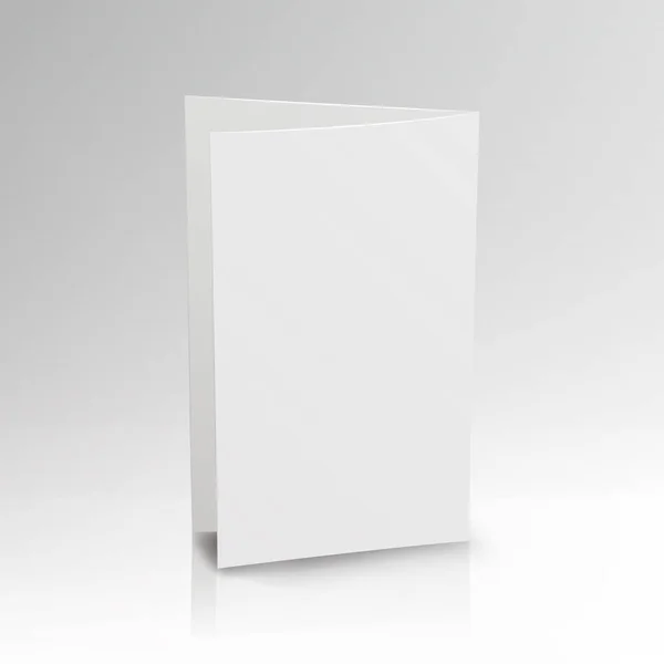 Leere Mappe weißes Faltblatt. Vektor 3D-Attrappe. Eine realistische Papierbroschüre. Leere Papier-Attrappe — Stockvektor