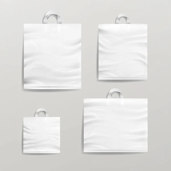 Διάνυσμα σύνολο πλαστικές σακούλες. Λευκό κενό Mock Up. Καλό για πακέτο σχεδίασης. — Διανυσματικό Αρχείο