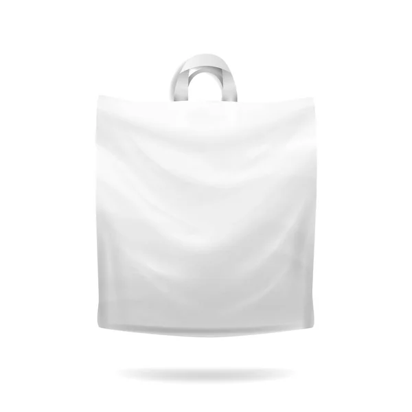 Пластикова сумка для покупок Вектор. Білий порожній реалістичний макет. Добре для дизайну упаковки . — стоковий вектор