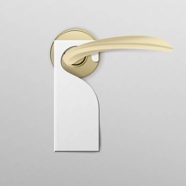 Metal kapı kolu kilit askı ile. Gerçekçi Mock Up. Rahatsız etmeyin. Vektör çizim. Vektör çizim