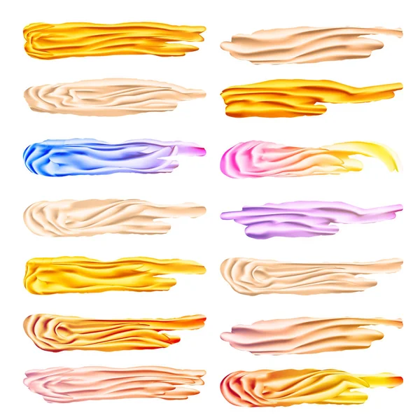 Πολύχρωμα χρώματα πινέλο εγκεφαλικό επεισόδιο σετ διάνυσμα. Ακρυλικό χρώμα υφή. Εικονογράφηση διάνυσμα. Καλλιτεχνική μεταλλικά πινελιών — Διανυσματικό Αρχείο