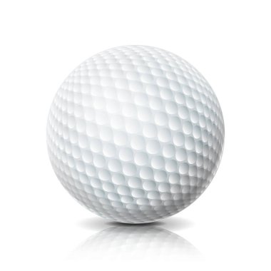 Beyaz arka plan üzerinde izole gerçekçi Golf topu. Üç boyutlu. Vektör çizim.